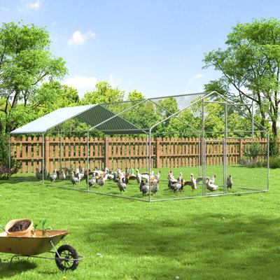 Poulailler, grand enclos à poules en métal, poulailler pour 6/10 poulets, poulailler à double porte avec couvercle imperméable et anti-UV pour la cour.