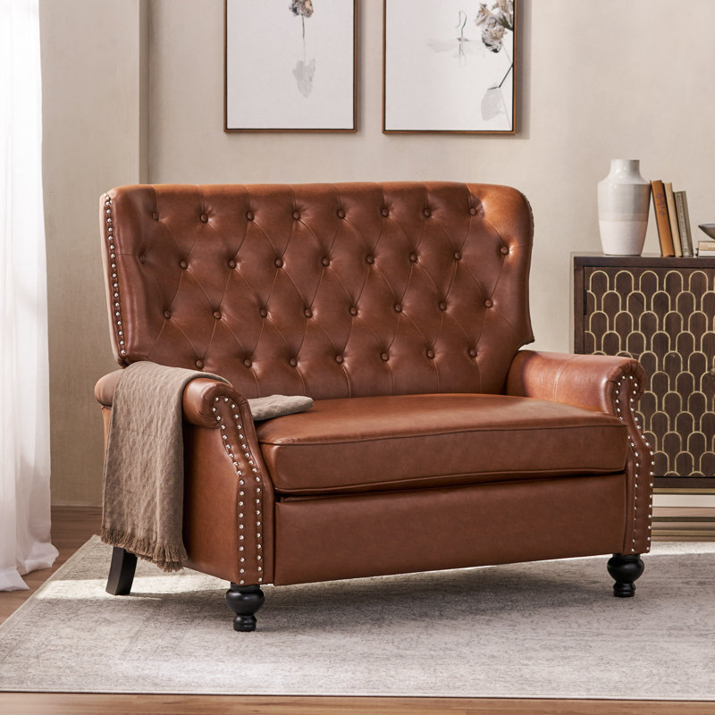 Fauteuil inclinable manuel en simili cuir 49,5 po Cliett, Brun cognac