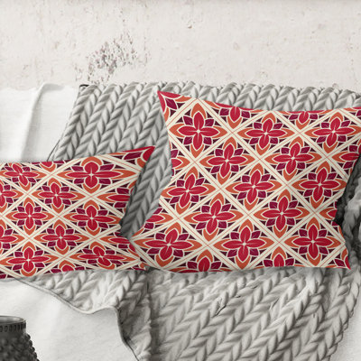 Coussin décoratif rétro à motif floral Mid-Century