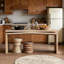 Console de 65 pouces en placage de bois massif rustique, longue table d'entrée de style campagnard pour salon, couloir, canapé derrière, appartement, bois naturel antique-931650618
