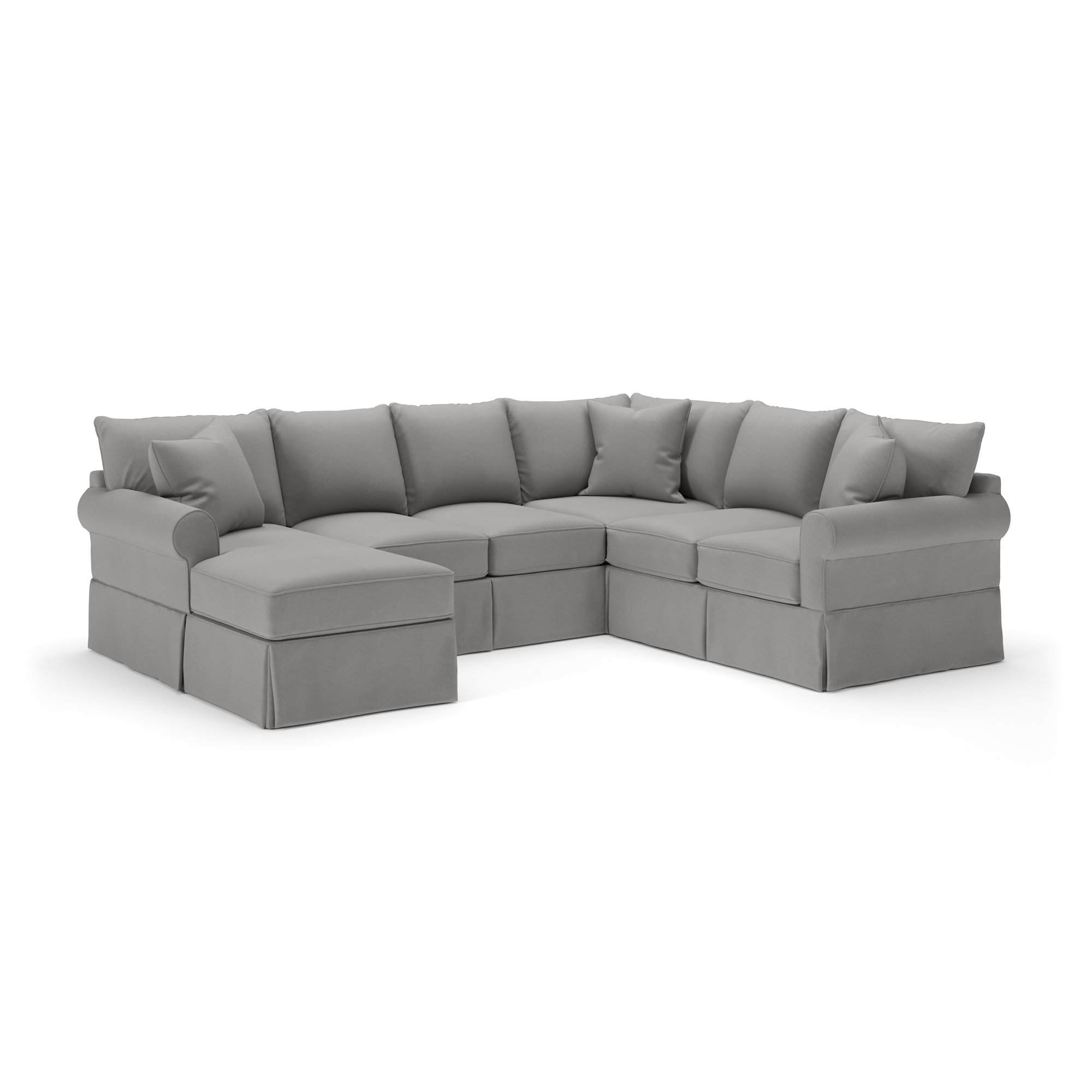 Amari Upholstered U-Sectional, Left Hand Facing, Bayou Light Gray Canvas
