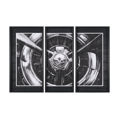 Vintage Propeller I by Ethan Harper a Hand Embelished Textured Framed Art Print Matted under Glass