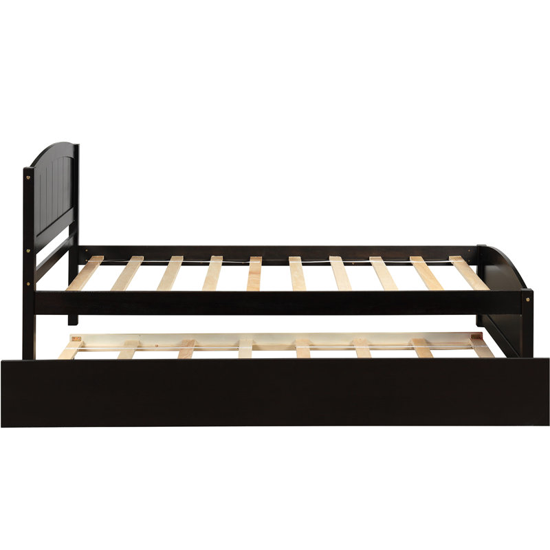 Lit plateforme simple avec lit gigogne en bois massif pour créer une atmosphère de chambre confortable et élégante qui rehaussera votre ambiance