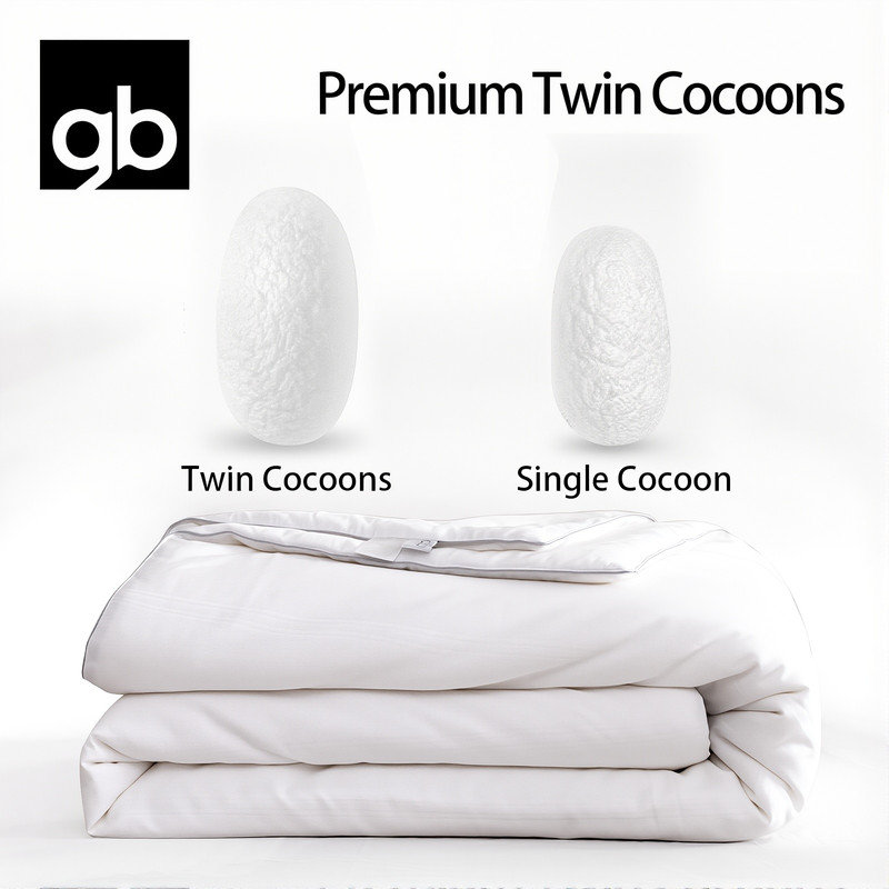 Courtepointe en soie de coton mûre pure gb, respirante et légère, rembourrage en soie double cocon, taille grand 200 x 150 cm, 400 g, blanc, confort toutes saisons