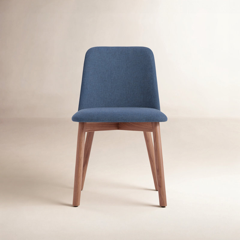 Chip 18'' H Upholstered Side Chair, Toohey Navy, White Oak
