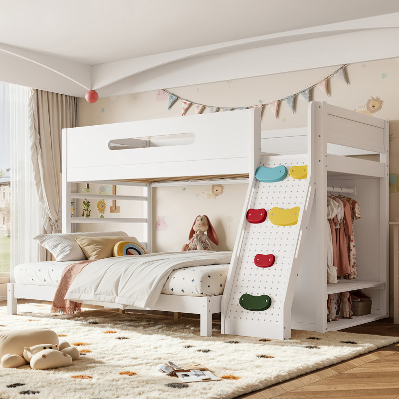 Lits de rangement simple TG au-dessus de grand lit double, lit en bois aggloméré moderne pour maison familiale