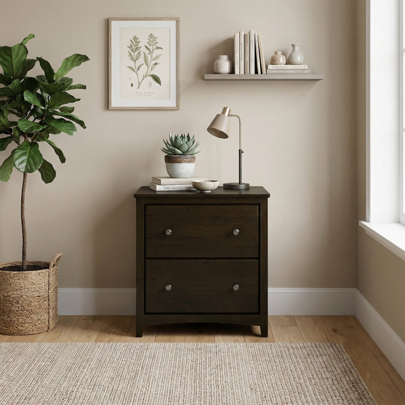 Malani American Built Solid Wood Lateral File Cabinet, Coffee