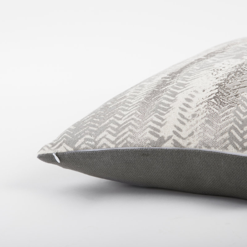 Ivory and Gray Chevron Cotton Throw Pillow