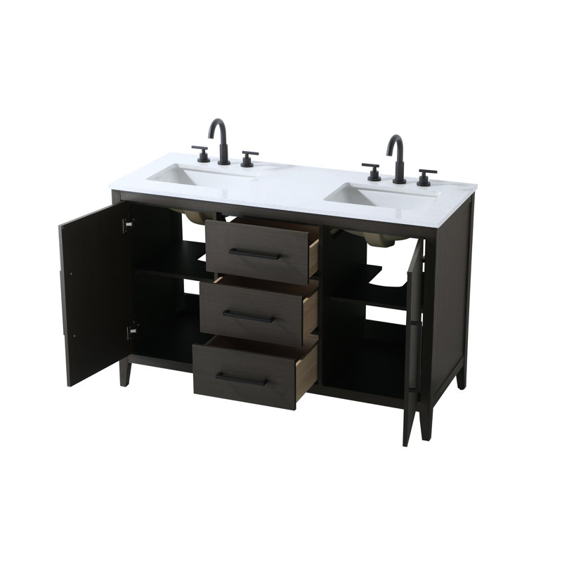 Meuble-lavabo double 54 po, Brun moka