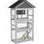 Volière extérieure en bois 67 po, plateau coulissant, trois portes pour petits gardiens, volière à cage grise avec plateau et animaux de compagnie