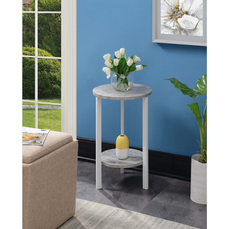 Support à plantes rond Migues, Faux bouleau / blanc, H 31,5 po x L 15 po x l 15 po
