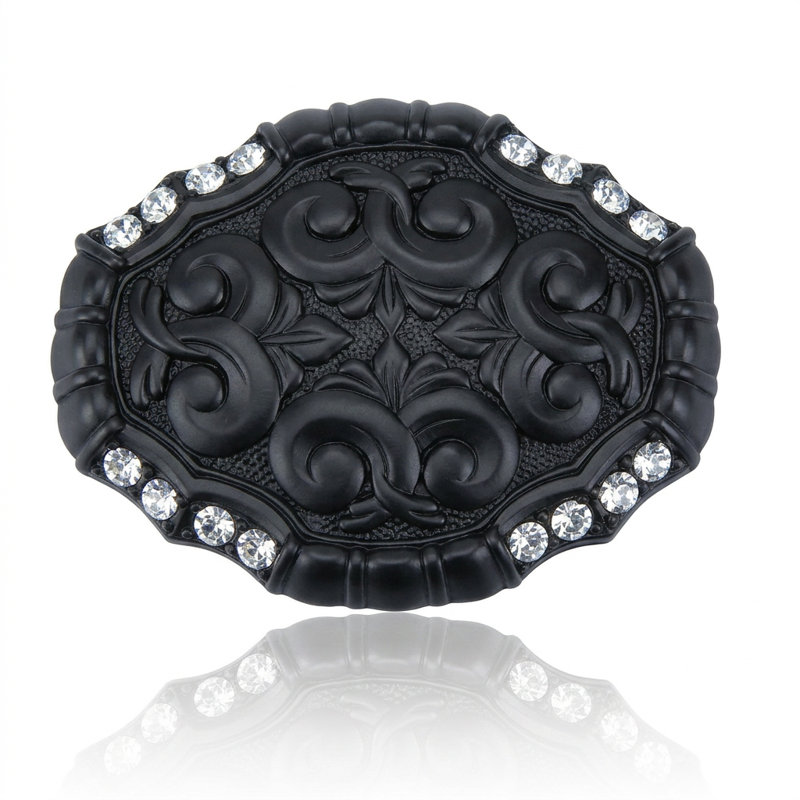 BELLEVIEW KNOB; CLEAR CRYSTAL BURNISH SILVER FINISH, Matte Black