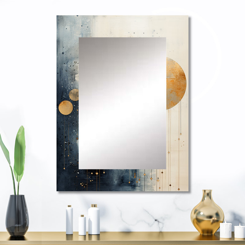 Minimalism Astrology Grunge Collage - Astrology Decorative Wall Mirror, Beige Mirror, Printed Metal Art, 32" x 24"