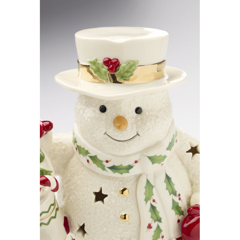 Lenox Happy Holly Days Snowman & Stocking Light-Up Figurine