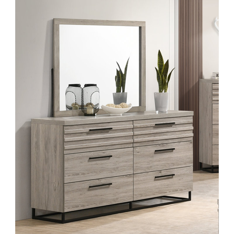Commode double 6 tiroirs avec miroir Earvin