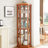 American Classical Design Corner Glass Cabinet With Abundant Exquisite Space And Included For Wine Storage In Home Style Curved Adequate Bar Presentation
