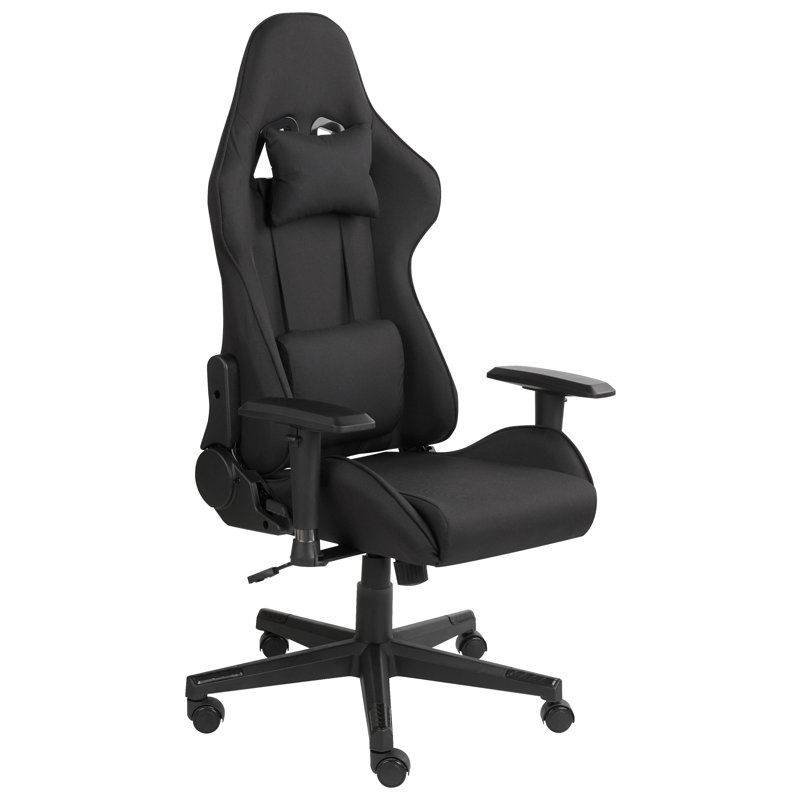 Inbox Zero Adjustable Reclining Ergonomic Swiveling PC & Racing Game Chair, Black