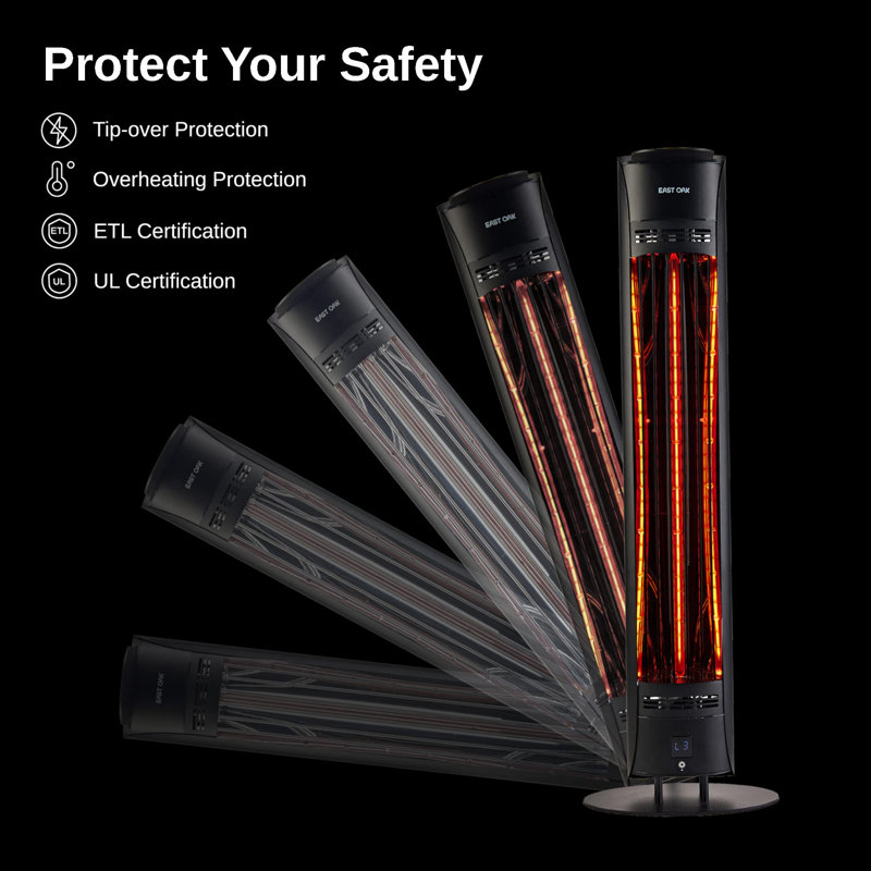 1500W Black Aluminum Electric Infrared Tower Heater