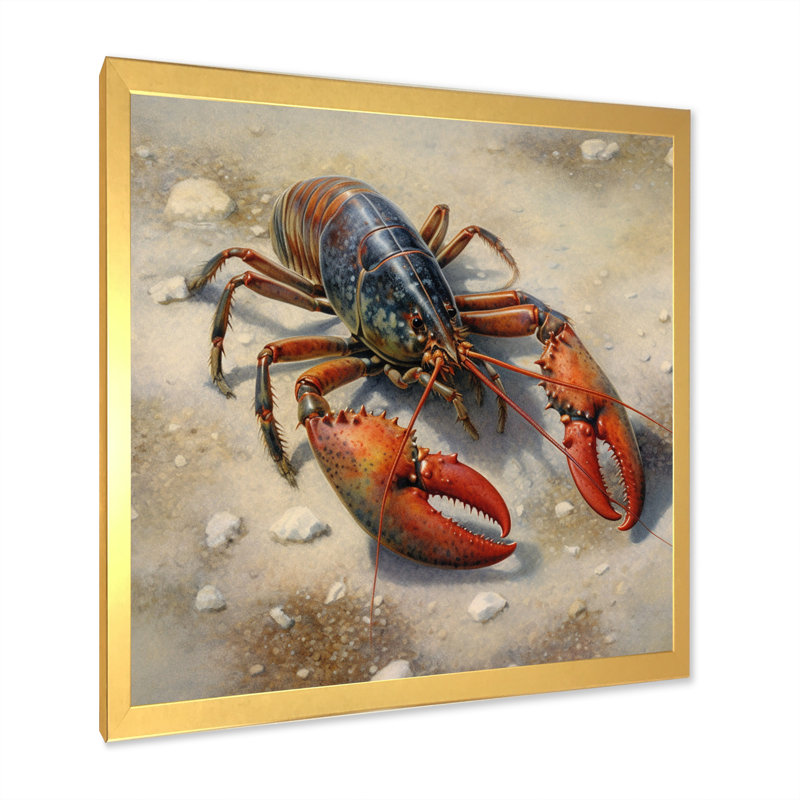 Homard délicatesse marine II sur toile, H 24 po x l 24 po x P 1 po, Cadre doré à une seule photo
