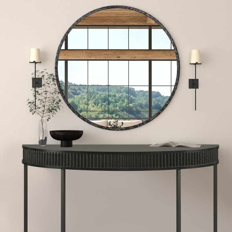 Fluted Half Moon Console Table, 31.5" H x 47.6" W x 15" D