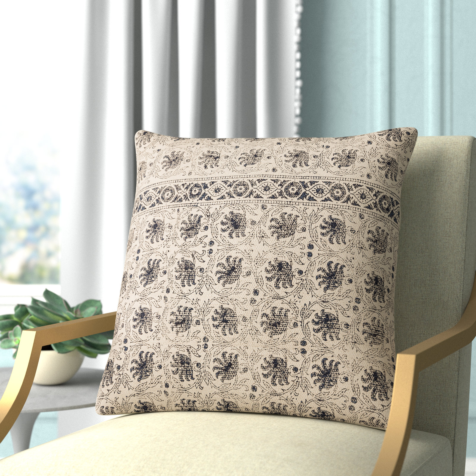 Sabra Floral Cotton Pillow Cover, 20" x 20"