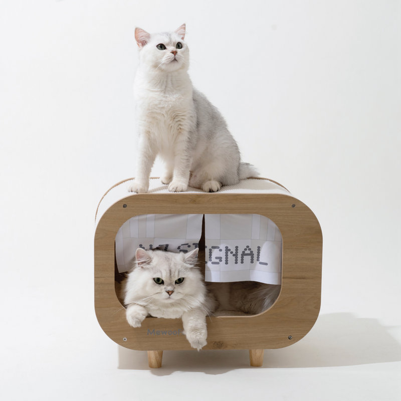 Lit pour chat Cinya, Brun / blanc 1, Grand (L 11 po x l 18,2 po)