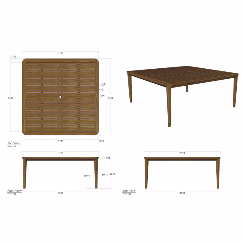 Outdoor Square Teak Dining Table