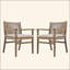 Ensemble de 2 chaises de salle à manger d'extérieur, fauteuil de patio en bois d'acacia avec dossier en corde et coussin hydrofuge, brun clair, capacité de poids de 400 lb