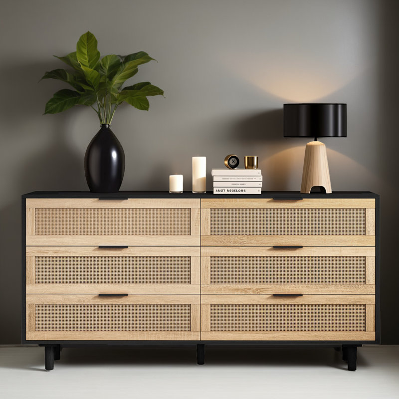 Cheriah 59.11'' W 6 - Drawer Dresser, Black