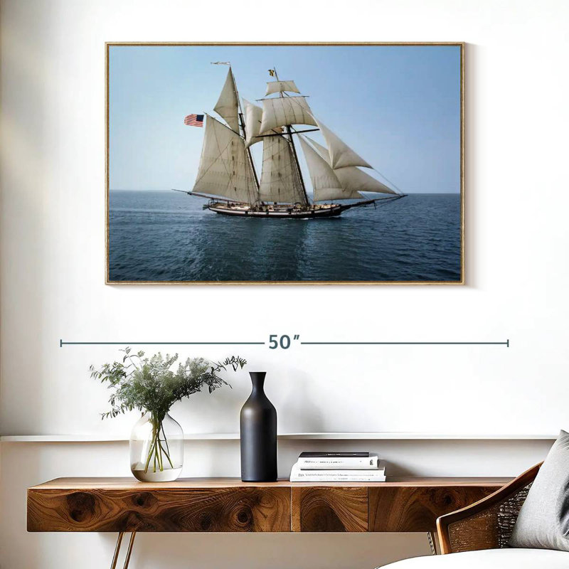 Fierté du navire de Baltimore, Cadre flottant en bois naturel, 40 po x 27 po