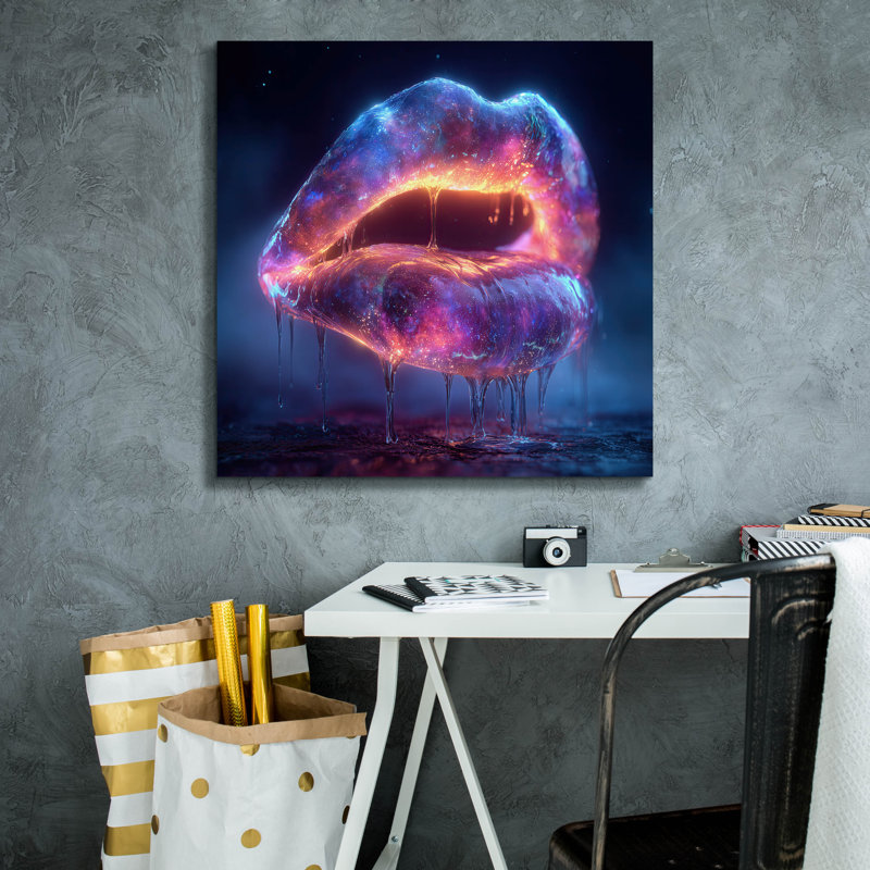 «Glowy Lips 2» par Ann Klee, art mural sur toile, 26 po x 26 po, H 26 po x l 26 po