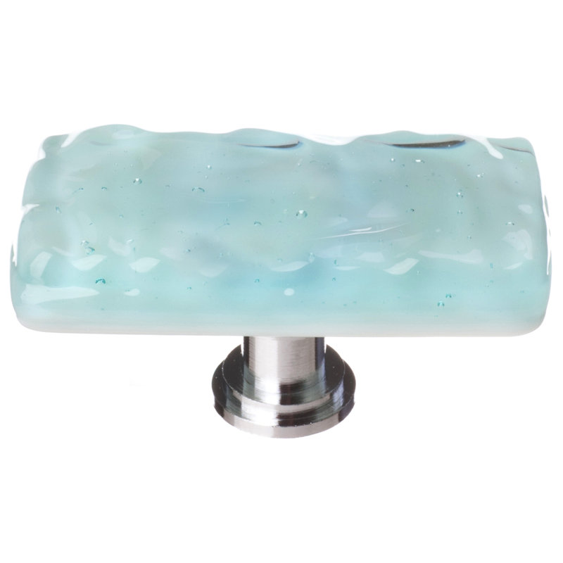 Poignée d'armoire en verre Glacier, Turquoise clair / chrome poli