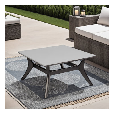 Table basse d'extérieur en bois d'eucalyptus foncé et super pierre Liora