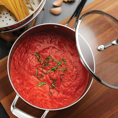 Casserole avec couvercle 4 pintes - Induction en acier inoxydable à trois couches - Bos - Gourmet