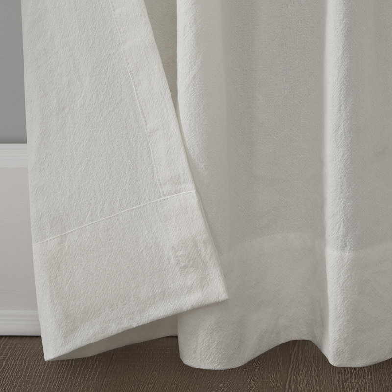 Ivory Cotton Twist Tab Light-Filtering Curtain Panel