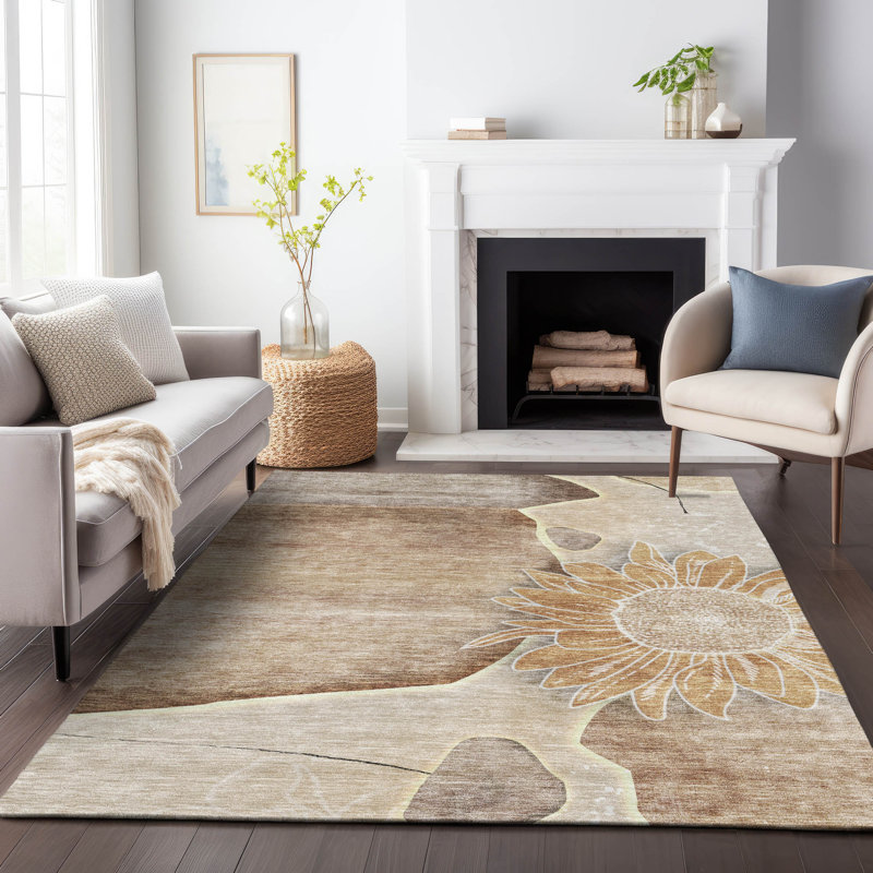 Premium Machine Washable Prisco Brown Rug, Rectangle 9' x 12'