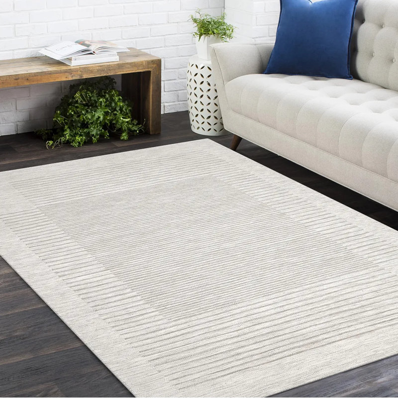 Tapis rayé tissé à la main Nevins, Rectangle de 5 pi x 8 pi