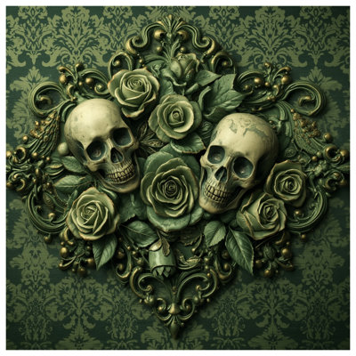 Édredon Skulls With Green Roses