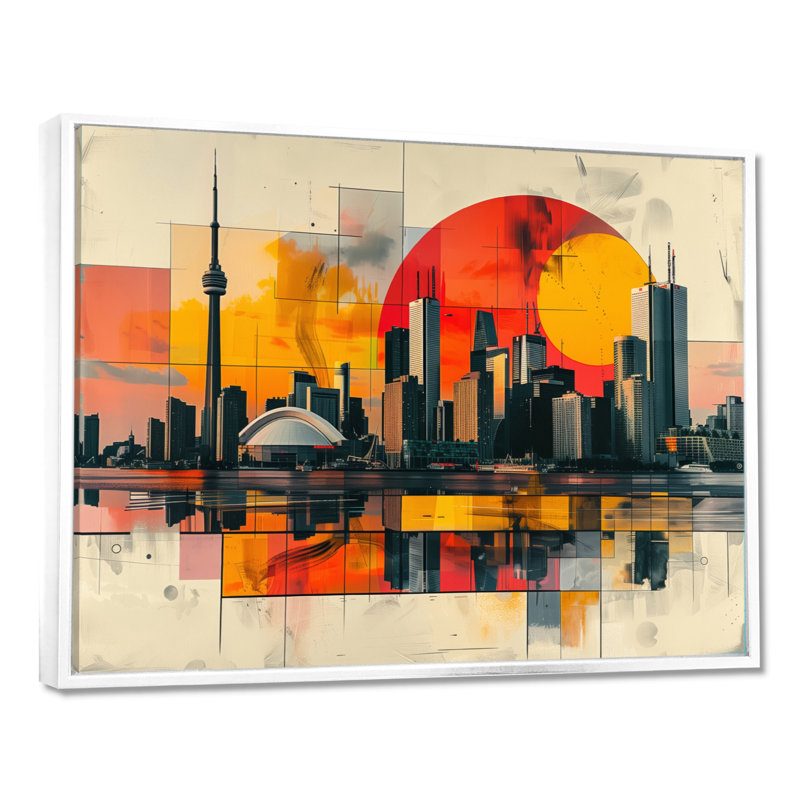 Ylan - City Toronto, art mural, Cadre flottant blanc, H 16 po x l 32 po x P 1 po