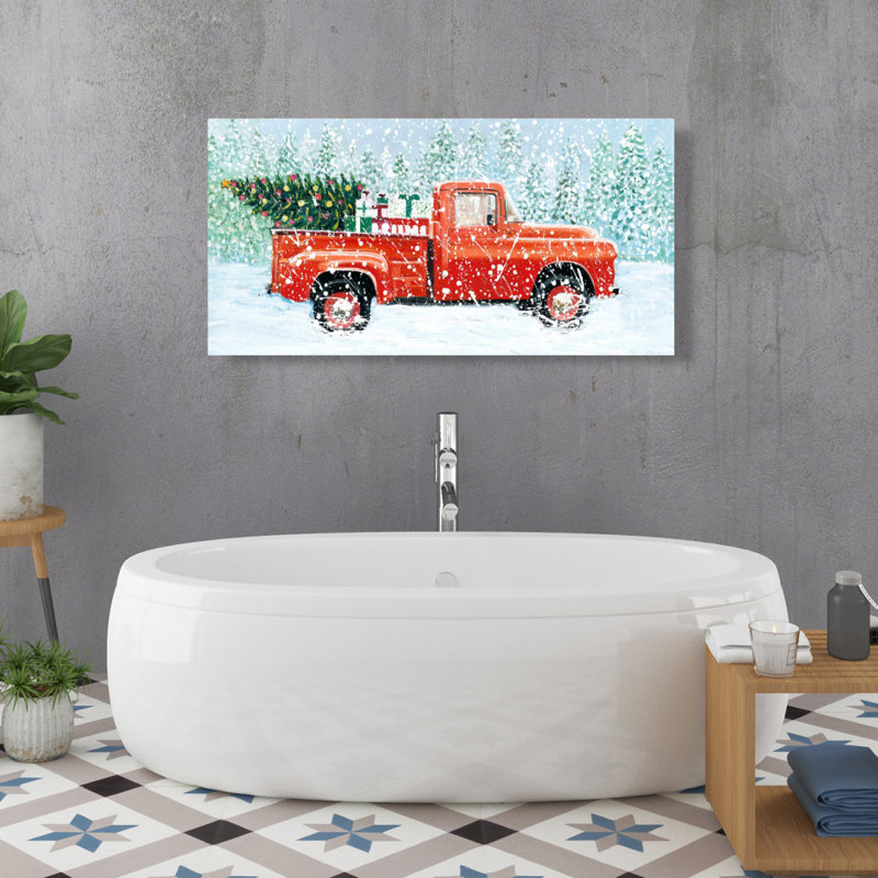 Camion d'arbre de Noël - transport sur toile, décoration de salon