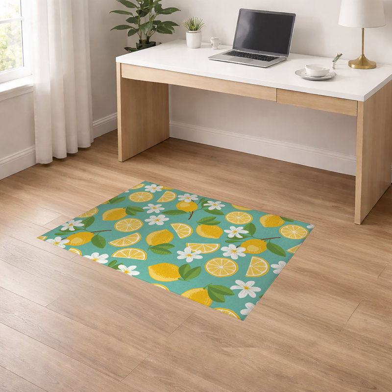 Tapis de bureau léger et antidérapant Lemmie, L 84 po x P 60 po, Bleu sarcelle