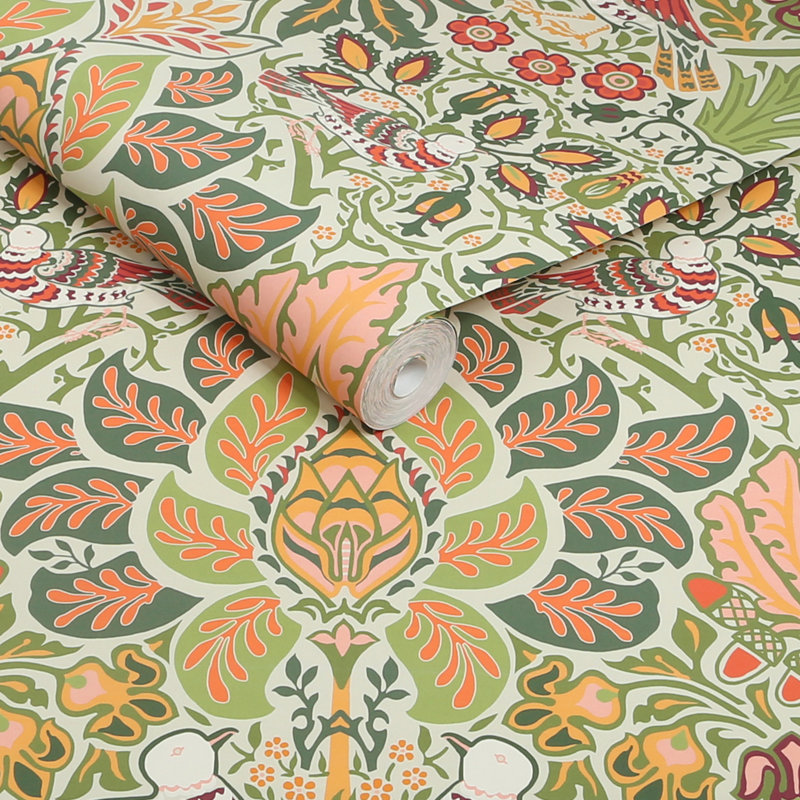 William Morris Dove & Rose Midsummer Wallpaper, Green