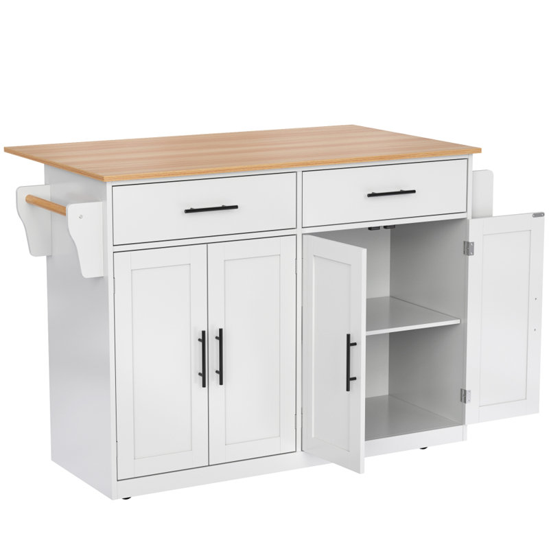 Wood Kitchen Island, White