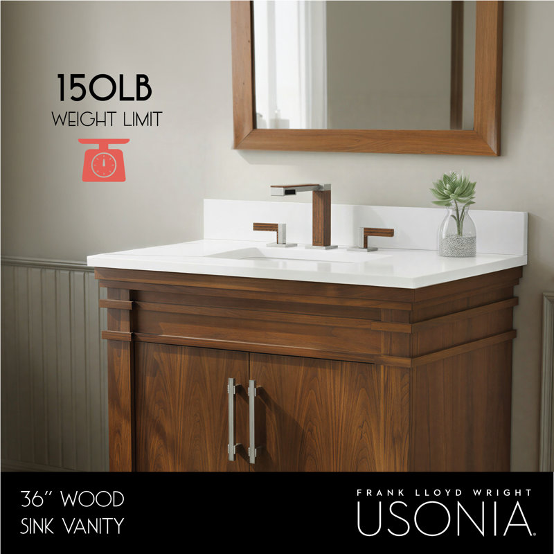 FLW Harmony 36 Wood Sink Vanity, Walnut, 36