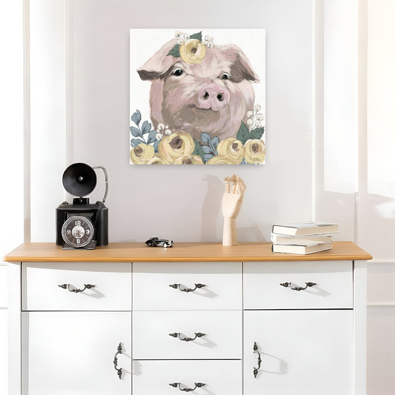 Penelope the Pig 1 Piece Wrapped Canvas Wall Art, 45.72cm H x 45.72cm W