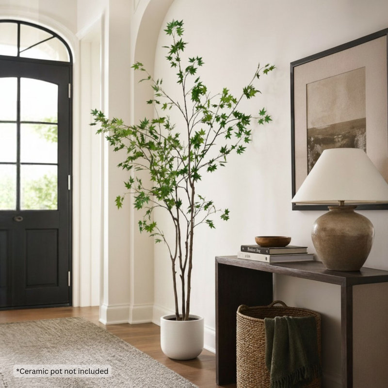 Jade 7 ft Faux Japanese Maple Tree - Artificial Maple Tree in Black Nursery Pot