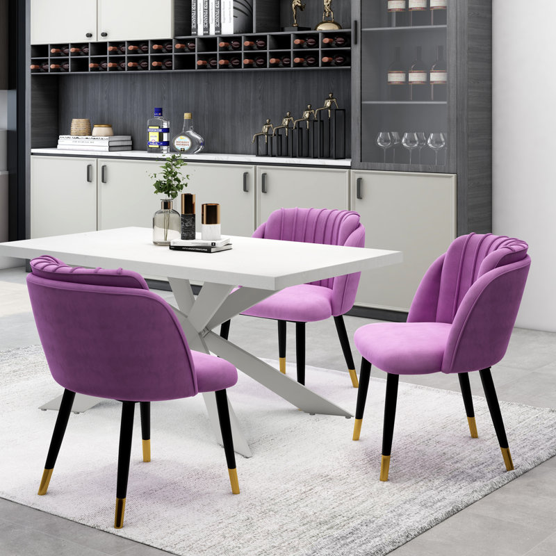 Inola Upholstered Dining Chair, Black/Gold, Dark Blue, 4
