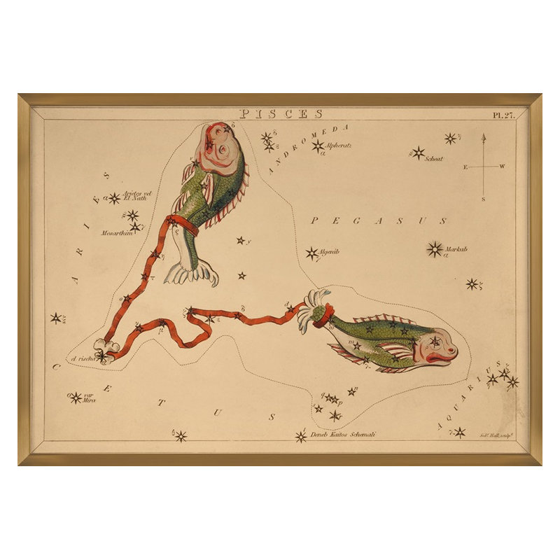 Pisces Print by Grand Archives, 22" H x 31" W, Gold Framed