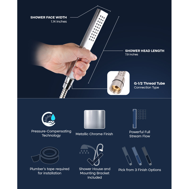 High Pressure Shower Head Handheld Shower Head Chrome Plated Shower Wand,Modern Design Showerhead Sprayer 2" Face