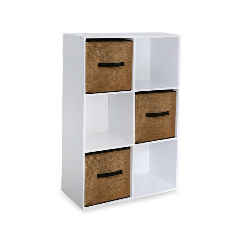 Northville 61cm W Cube Bookcase, (4 Shelves) 61cm H x 61cm W x 30cm D, White/Natural